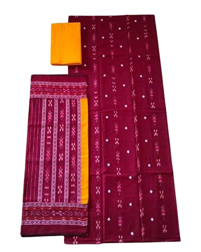 Image of Odisha Sambalpuri Handloom Woman's Pure Cotton Handloom Dress Material With Dupatta Bottom Wear 3 Pic Set Sambalpuri dress material Unstitched