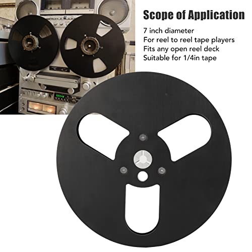 7 X 1/4 Empty Plastic Take Up Reel To Reel Small Hub, Open Reel Audio Aluminum Alloy Takeup Reel, 3 Hole Wind Resistance Holes Empty Tape Reel For Recording For Nab Black #TOP1