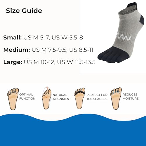 Grip Toe Socks All Day Stride, Non-Slip Finger Socks for Pilates, Yoga, Gym, Unisex - Black and Grey2