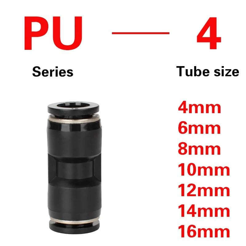 Kit de 50 Accesorios de Gas de Alta presión Serie PU: Conectores neumáticos de liberación rápida for Tubos de 4-16 mm(Pu-16 (Od 16mm))