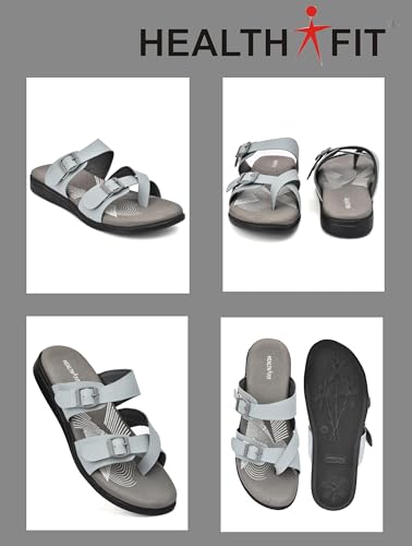 Image of HEALTH FIT EXTRA SOFT Women's Comfortable Memory Foam Doctor Slippers /Flip-Flops|Fashionable Casual & Stylish|Lightweight & Breathable|Outdoor Synthetic Casual Chappals Sandals Ladies & Girls HF30