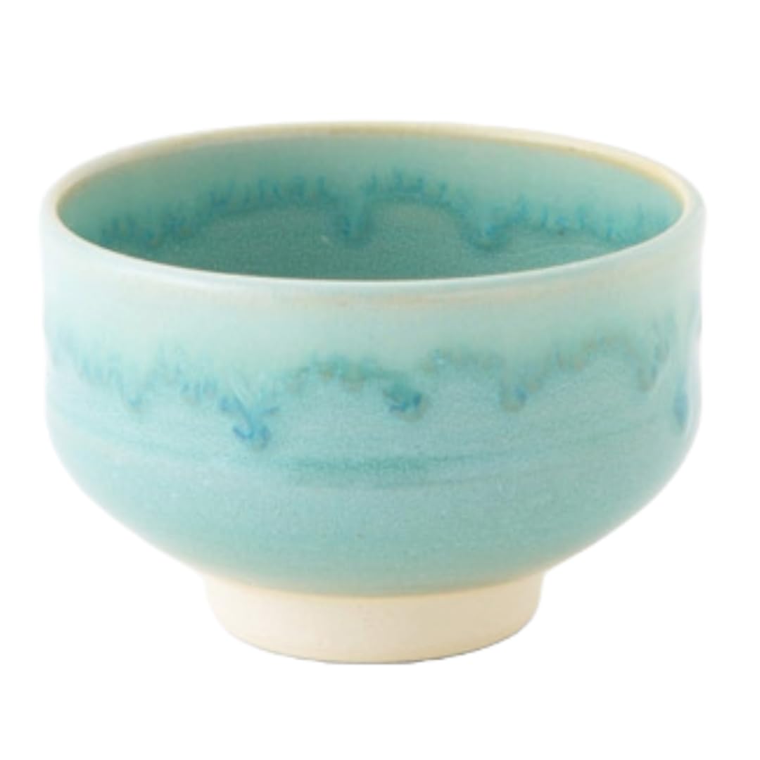 Bol à thé traditionnel pour cérémonie du thé matcha bleu ciel en céramique japonaise