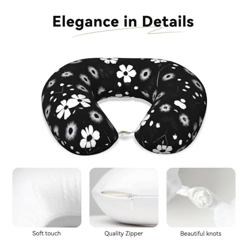 Almohada de viaje negro floral tamaño único miniatura 4