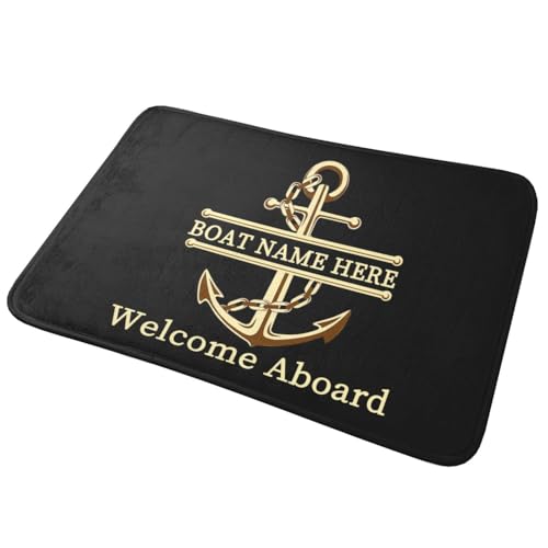 OOEREWGF Personnalisé Nautique À Thème Bienvenue À Bord De Bateau Tapis, Boussole Personnalisée Bateau À Voile Yacht Nom De Bateau Tapis, Tapis De Plancher De Voilier Nautique – vue 8