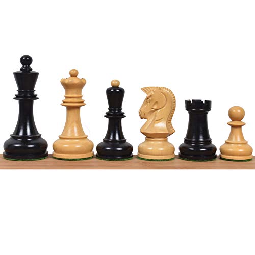 Jeu de pièces d'échecs Dubrovnik 1970 en bois d'ébène au charme rétro