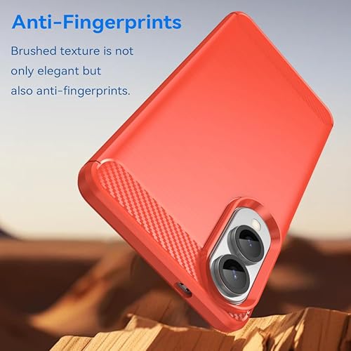 Image of Soft Carbon Fiber TPU Slim Military Grade Drop Protection Case Cover Compatible with Samsung Galaxy S25 Edge 5G (2025) (Carbon Red)