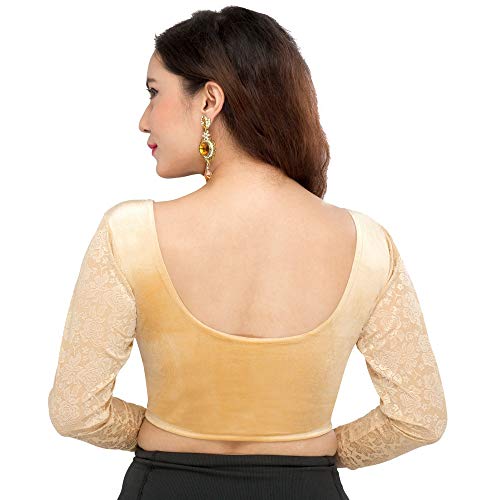 Image of Vamas Women's Velvet Non-Padded Stretchable Long Sleeve Saree Blouse (A-46)