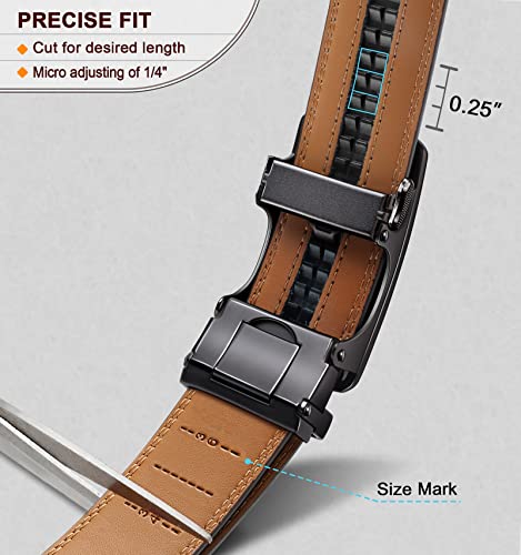 Image of KEMISANT Belt Men, Sliding Ratchet Belt Genuine Leather For Gift Mens Dress Pants Oxfords,Size Adjustable
