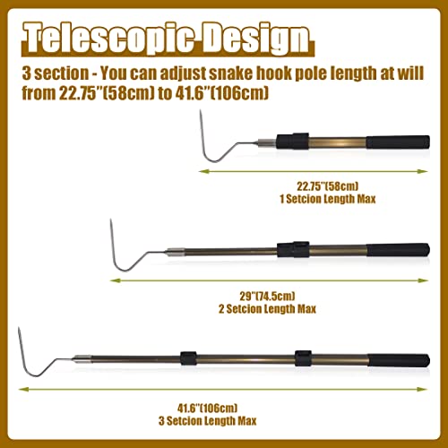 Wamlet 41.6" Snake Hook Reptile Catcher Stick Tongs Rattlesnakes Grabber Pick-Up Handling Tool Kit For Catching Controlling Or Moving Python Copperhead #TOP2