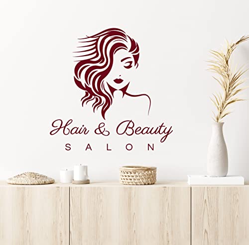 Vinyl Wall Decal Hair Beauty Salon Girl Signboard Makeup Stickers Large Decor (1436Ig) Black #TOP1