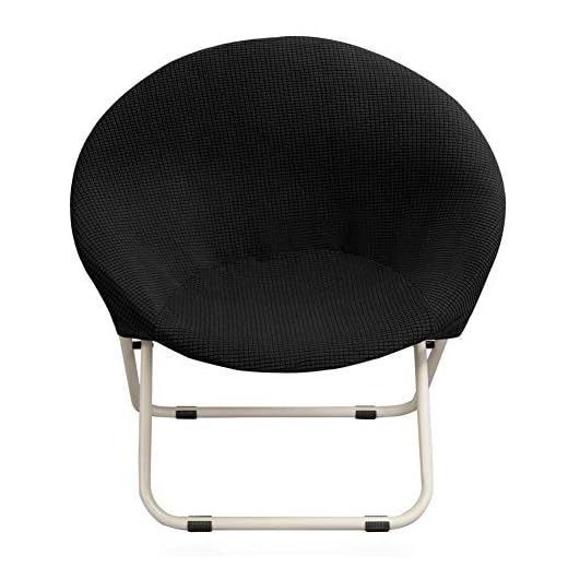 Hoomall Round Saucer Chair Cover Slipcover Only, Stretch Jacquard Moon Chair Slipcovers for Adults Saucer Chair, Removable Spandex Fabric Soft Chair Covers (Black)