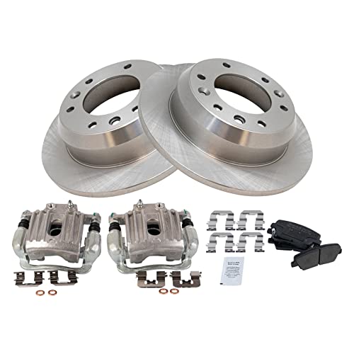 Image of TRQ Rear Brake Pad and Rotor Set Semi Metallic Solid Rotors Calipers Compatible with 2007-2008 Hyundai Entourage