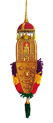 DollsofIndia Plastic Nettipattam - The Ceremonial Headgear of The Elephants Car Hanging (16 x 3 inches)