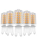 BAOMING G9 LED Bulb 4W, 40 Watt T4 G9 Base Halogen Equivalent, 2700K Soft Warm White, 120V No-Flicker, Chandelier Lighting Non-Dimmable 450LM (5 Pack)