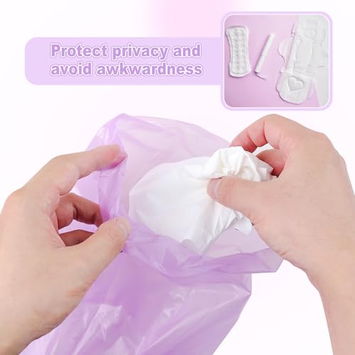 Image of 146Pcs Disposal Sanitary Napkin Bags, Purple Feminine Privacy Protection Sanitary Tampons Menstrual Liners Bag, Personal Disposal Hygiene Period Diapers Bag for Women (144pcs with 2pcs Zipper Bags)