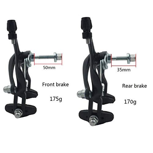 Loveindiy 1 Set Side Pull Bike Brake Caliper Levers 61-79Mm Front/Rear Black/Silver, Black #TOP3