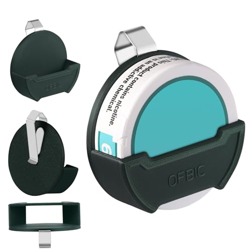 Pouch Can Holder for Car & Belt Fits ZYN Standard Can Tins (2.76 Dia x 0.78 Thick) Clips to Belt or Car Sun Visor Compact Design for Quick Access Great Gift for Nicotine Pouch Users (Green)