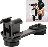Triple Cold Shoe Mount Gimbal Extension Bracket, Microphone Led Video Light Stand and Light Mount...