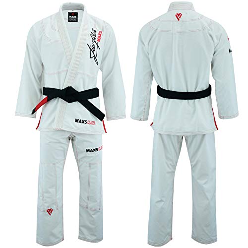 Max5 Full Blank Brazilian Jiu Jitsu Gi MMA Martial Arts Uniform BJJ Gi Grappling Kimono (Pro White, A1)