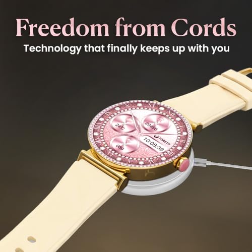Image of Toreto Allure Women Smartwatch with 1.27 inch IPS Display, Bluetooth Calling, Wireless Charging, Health & Fitness Tracking, IP65 Water Resistant, Smart Notifications - Compatible with HryFine App