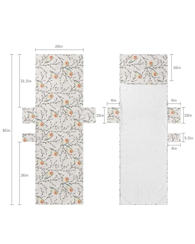 Pastoral Botanical Beach Lounge Chair Towel Cover, Soft Chaise Lounge Towel with Side Pockets Patio Pool Chairs Cover for Beach/Pool Sunbathing 29x85 Summer Birds Brown Grey Leaves Rustic