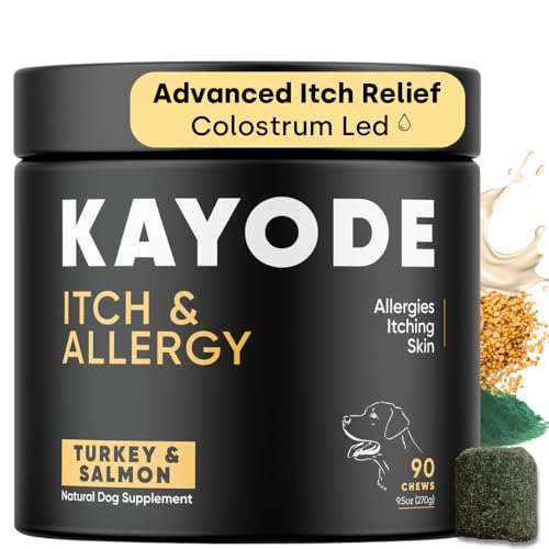Kayode Itch Allergy Natural Dog Allergy Chews Allergy Relief for Dogs Premium Colostrum for Dogs Bee Pollen for Dog Allergies Alternative to Allergy Medicine for Dogs