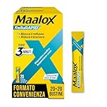 Maalox Reflurapid Blocca il Reflusso Gastroesofageo, Riduce Bruciore e Acidità di Stomaco, anche in Gravidanza - con Bicarbonato di Sodio, Senza Glutine, Senza Lattosio (40 Bustine Gusto Menta)