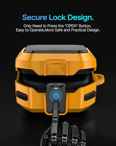 Image of Safety Lock Case for Samsung Galaxy Buds 4 Pro /for Galaxy Buds 4 Case (2026) [Compatible with MagSafe] with Cleaning Kit & Keychain,(Yellow)