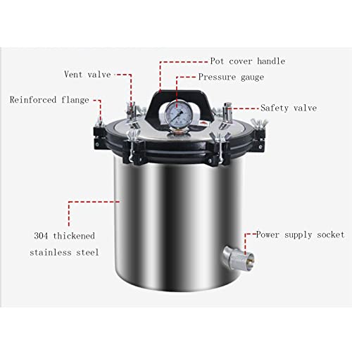 Macchina sterilizzatrice per autoclave - Attrezzatura portatile a pressione a vapore con struttura in acciaio inossidabile, prevenzione verticale dell'ustione a secco e sistema a tre valvole