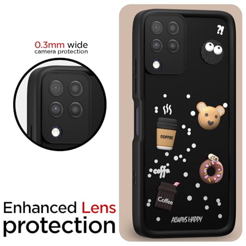 Image of Outlouders Back Cover for Samsung Galaxy M32 4G / M32 Prime / F22 4G | 3D Cartoon Cute Fun Bear | Silicone Full Body Protection Bumper Case (Black)