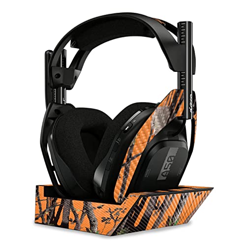 Image of MightySkins Carbon Fiber Skin Compatible with Astro A50 Wireless Headphones + Base Station (Gen 4) - Orange Camo | Protective, Durable Textured Carbon Fiber Finish | Easy to Apply | Made in The USA