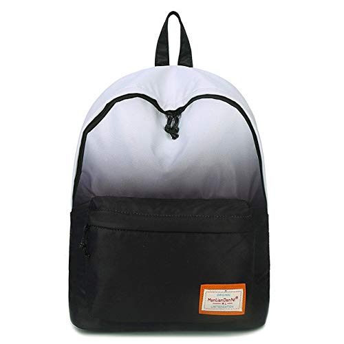 VICTOE- Mochila estampada de moda para mujer, color degradado, bolsa de estudiante, apta para la escuela juvenil, bolsa de hombro impermeable Black and White Gradient talla única