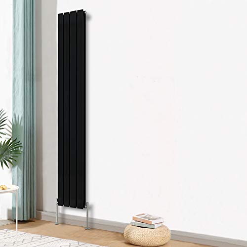 Blümme Vertical Double Flat Panel Designer Radiator Bathroom Heater Central Heating Radiators 1800 x 272mm Black