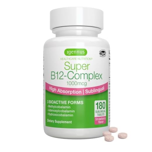 Super B12-Complex 1000mcg, Sublingual Vitamin B12, 180 Servings, Methylcobalamin, Adenosylcobalamin & Hydroxocobalamin, High Absorption Sugar-Free Melts, Vegan, by Igennus