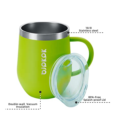 Image of BJPKPK 2 pcs Insulated Coffee Mug, 12 oz Insulated Coffee Tumbler with Lid for Hot Drinks & Cold Drinks-Green