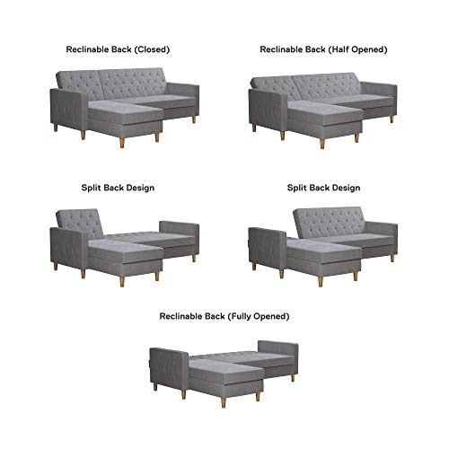Cosmoliving By Cosmopolitan Liberty Sectional Storage, Light Grey Chenille (Parent) Futon, Gray #TOP5