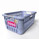 BigDean 3x Wäschekorb 40L mit Softgriffen – Wäschewanne