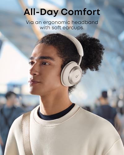 Image of Soundcore Space One Pro by Anker, Adaptive Active Noise Cancelling Headphones Driven by 6 Mics, Super Foldable Design, 60H Lossless Audio, Ultra-Fast Charging, Hi-Res Wireless Audio, Comfortable Fit