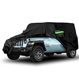Proadsy 6 Layers Car Cover Custom Fit for Jeep Wrangler 4 Door JK JL YJ TJ 2006-2024 2025 2026 Windproof All Weather Waterproof Sun Rain UV Dust Snow Protection Outdoor Covers