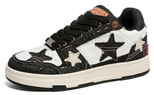 ​Women's Y2K Star Shoes，Chunky Platform Walking Sneakers for Casual Sports, Cute Lace-Up Comfort Design US 5-7.5