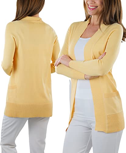 Image of ToBeInStyle Women's Long Sleeve Rib Banded Open Sweater Cardigan