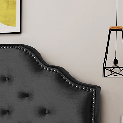 Christopher Knight Home 303588 Silas Velvet Headboard, Queen / Full, Black / Black