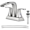 PARLOS 2 Handles Waterfall Bathroom Faucet with Pop-up Drain and Faucet Supply Lines, Brushed Nickel, Doris 14068