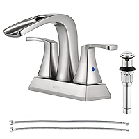 PARLOS Waterfall Widespread Bathroom Faucet 2 Handles With Metal Pop Up Drain & CUPC Faucet Supply Lines, Brushed Nickel, Demeter 1431802 - View #5