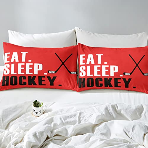 Image of Feelyou Ice Hockey Bedding Set Full Size 3Pcs for Boys Girls Women Men