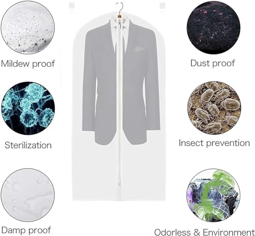 10 Pack garment bags for clothes foldable garment bag clothes covers with zip Washable for Suit Bag,Coats,Dresses,Shirts, Evening Dresses (Color : Black, Size : 60 * 100cm)3