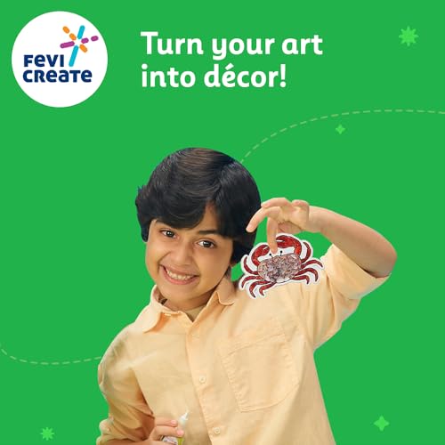 Image of Fevicreate Stick-n-Create Shell-Tastic Ocean Creatures Kit | Shell & Sand Art | Ocean Creatures | Fridge Magnets | Informative Flash Cards | Screen-Free Play | Gifting | Ages 5+