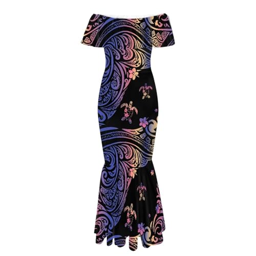 Image of Polynesian for Women S-7XL Off Shoulder Maxi Dress Hawaiian Summer Dresses