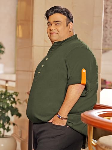 Image of Bigbanana Plus Size Men's Regular Fit Solid Henley Tshirt