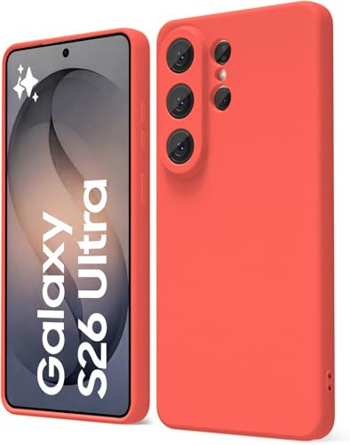 Image of DIZORO Microfiber Candy Case Compatible with Samsung S26 Ultra 5g Smooth Touch Cushion Liquid Soft Silicone Gel Rubber Phone Cases Non-Slip Full Body Protective Shockproof Back Cover (Orange)